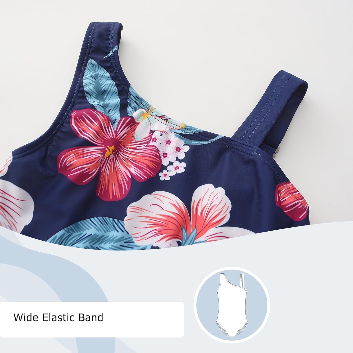 Swimsuit Girls Children One-Piece Swimwear Girls Teenagers Hawaii Elastic Wide Straps Swimsuit 110-164 / 6-16 Years