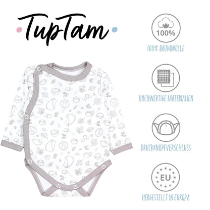 TupTam Baby Body Langarm – Wickelbody Langarm für Jungen & Mädchen, 5er Pack, 100% Baumwolle, OEKO-TEX