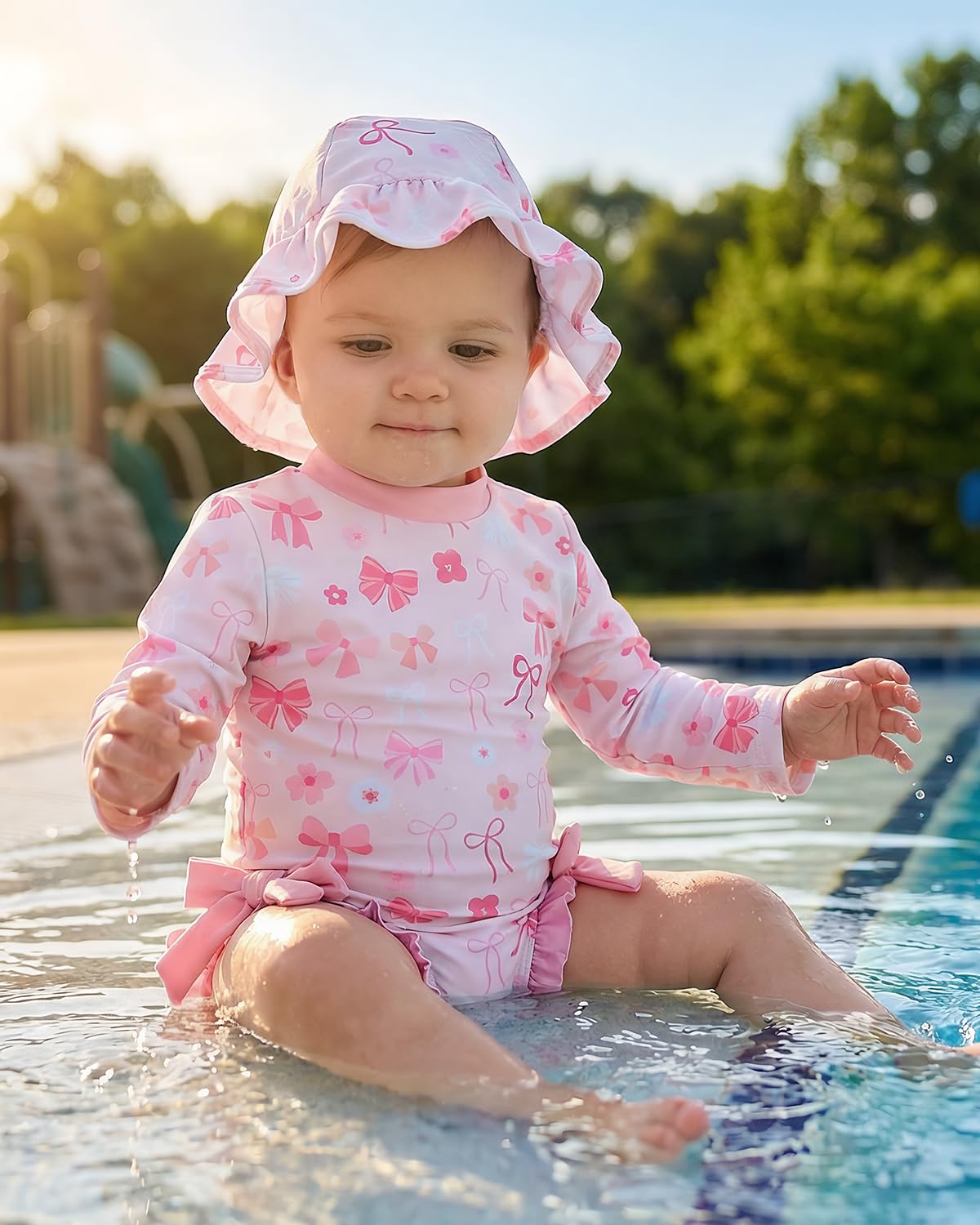 Baby Badeanzug Mädchen mit Sonnenhut Langarm UV Schutz Badebekleidung Für Baby-Mädchen Bademode Schwimmanzug