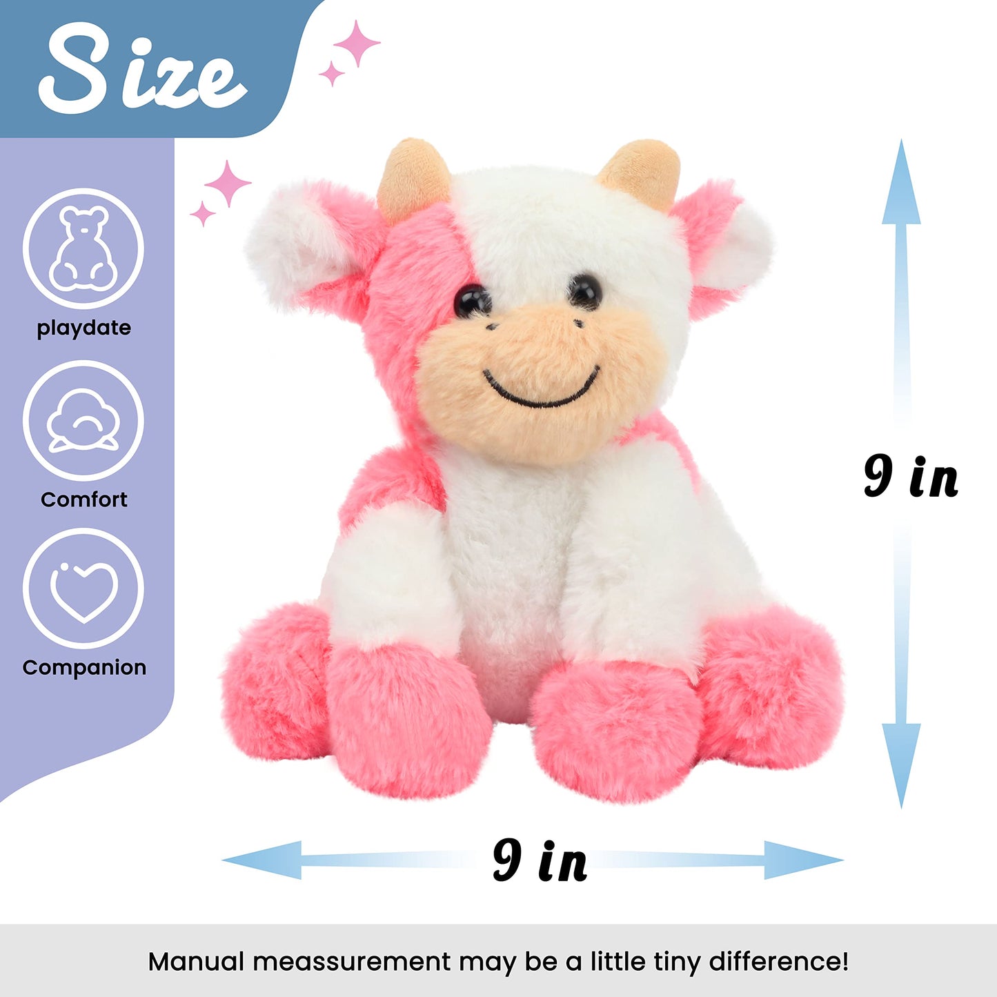 Hopearl Niedliches Plüschkuh-Spielzeug, Schlenker, Milchrinder, weiches Stofftier, niedliches Geburtstag, für Jungen, Mädchen, Kinder, Kleinkinder, 22,9 cm