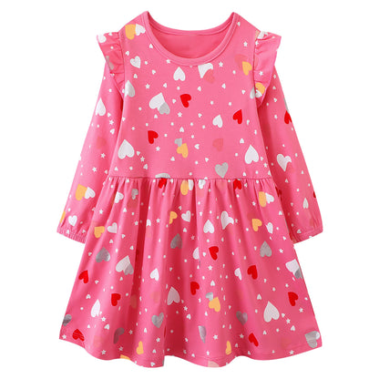 FILOWA Kleider für Mädchen Kinder Einhorn Blumen Stickerei Herz Druck Tier Sommerkleid Cartoon Kinderkleider Embroider Baumwolle Mädchenkleid Lange/Ärmellos Lässige Geburtstag Kinderkleidung,Gr.92-128