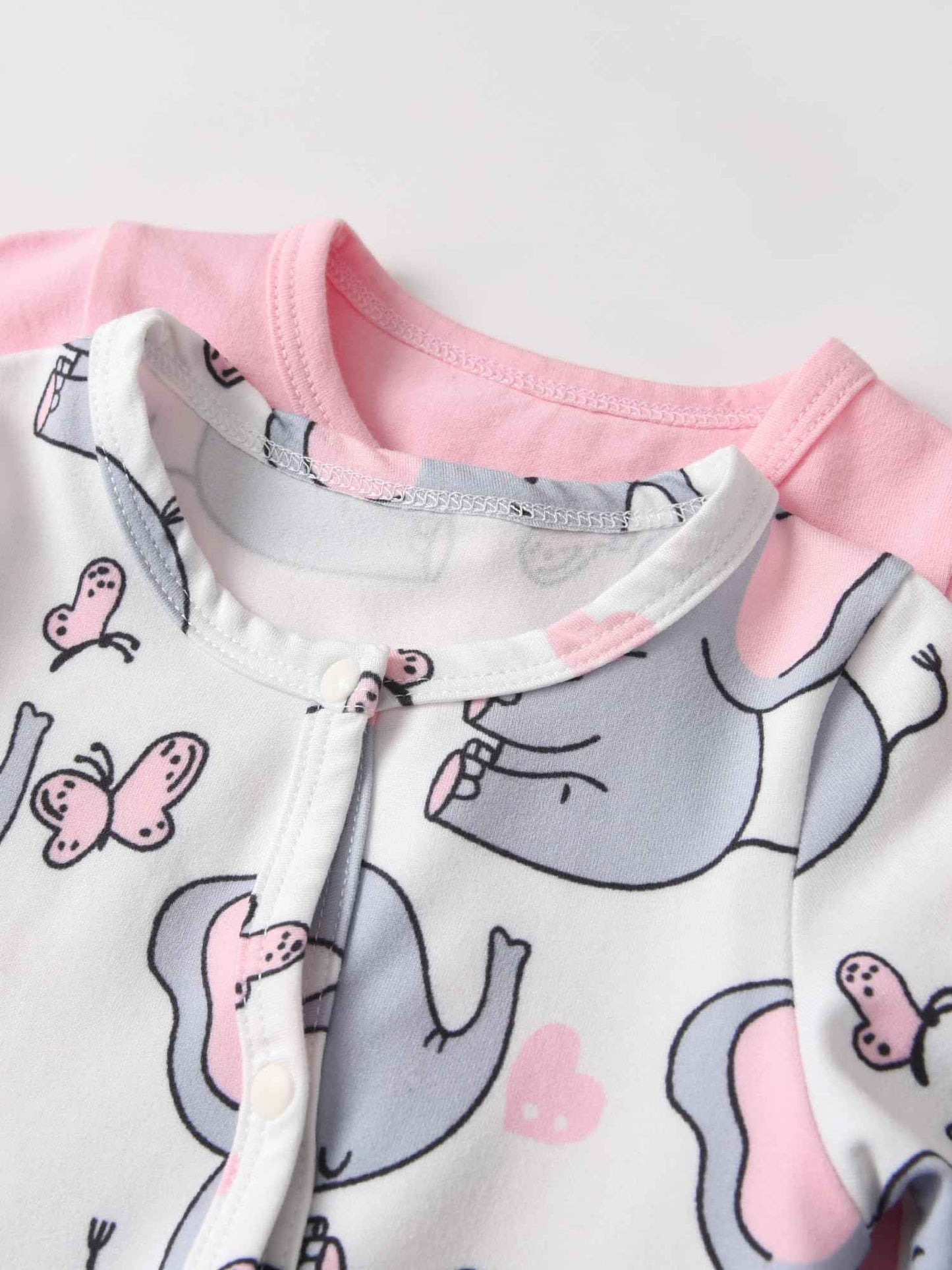 Tearfuty Newborn Girls Elephant Print Long Sleeve Onesie Romper 2 Pack