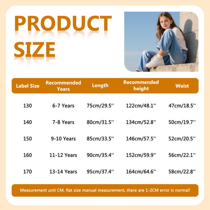 Baogaier Mädchen Jeans Wide Leg Denim Hosen Kinder Baggy Jeanshosen Lässige Weich Elastischer Bund Weites Bein Streetwear mit Taschen Teenager Loose Fit Jean Hose für 6-14 Jahre, Gr.122-164