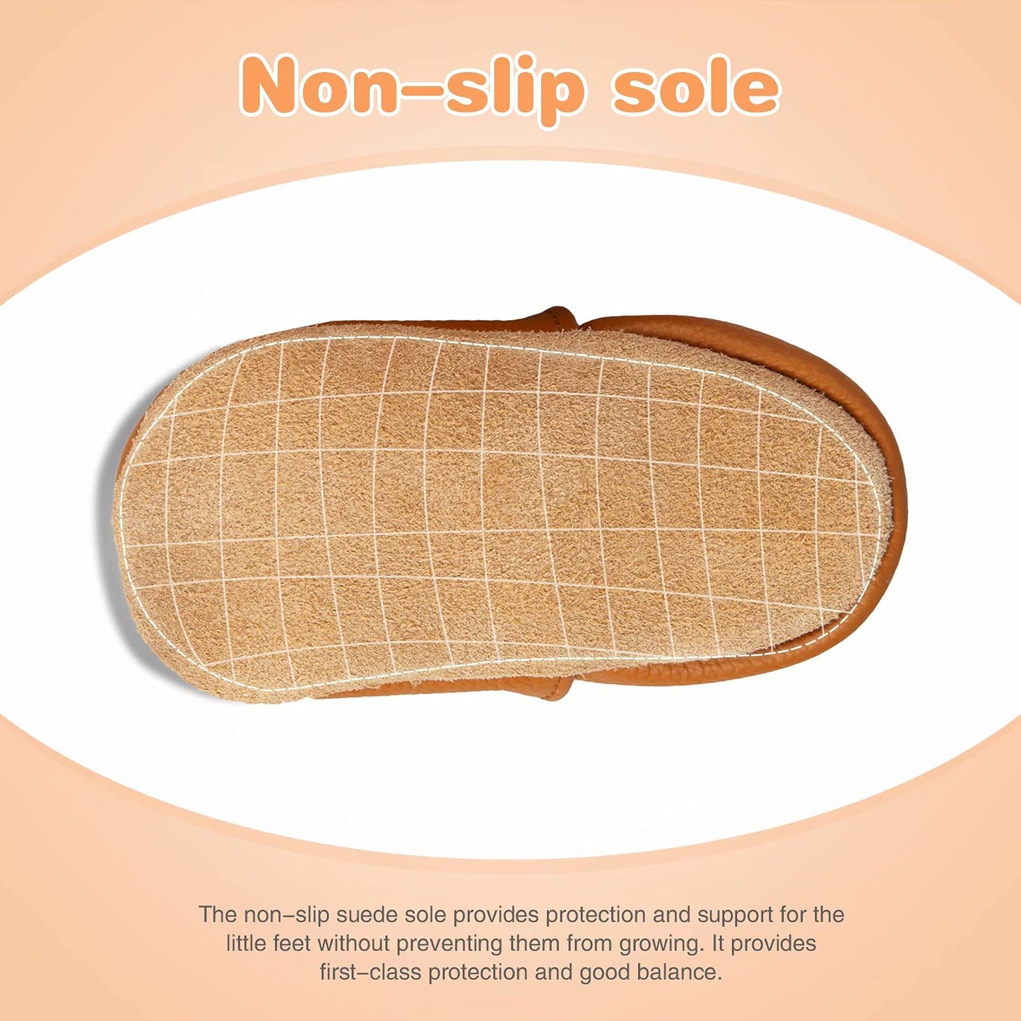 HMIYA Weiche Leder Krabbelschuhe Babyschuhe Lauflernschuhe mit Wildledersohlen für Jungen und Mädchen 0-6 Monate 6-12 Monate 12-18 Monate 18-24 Monate