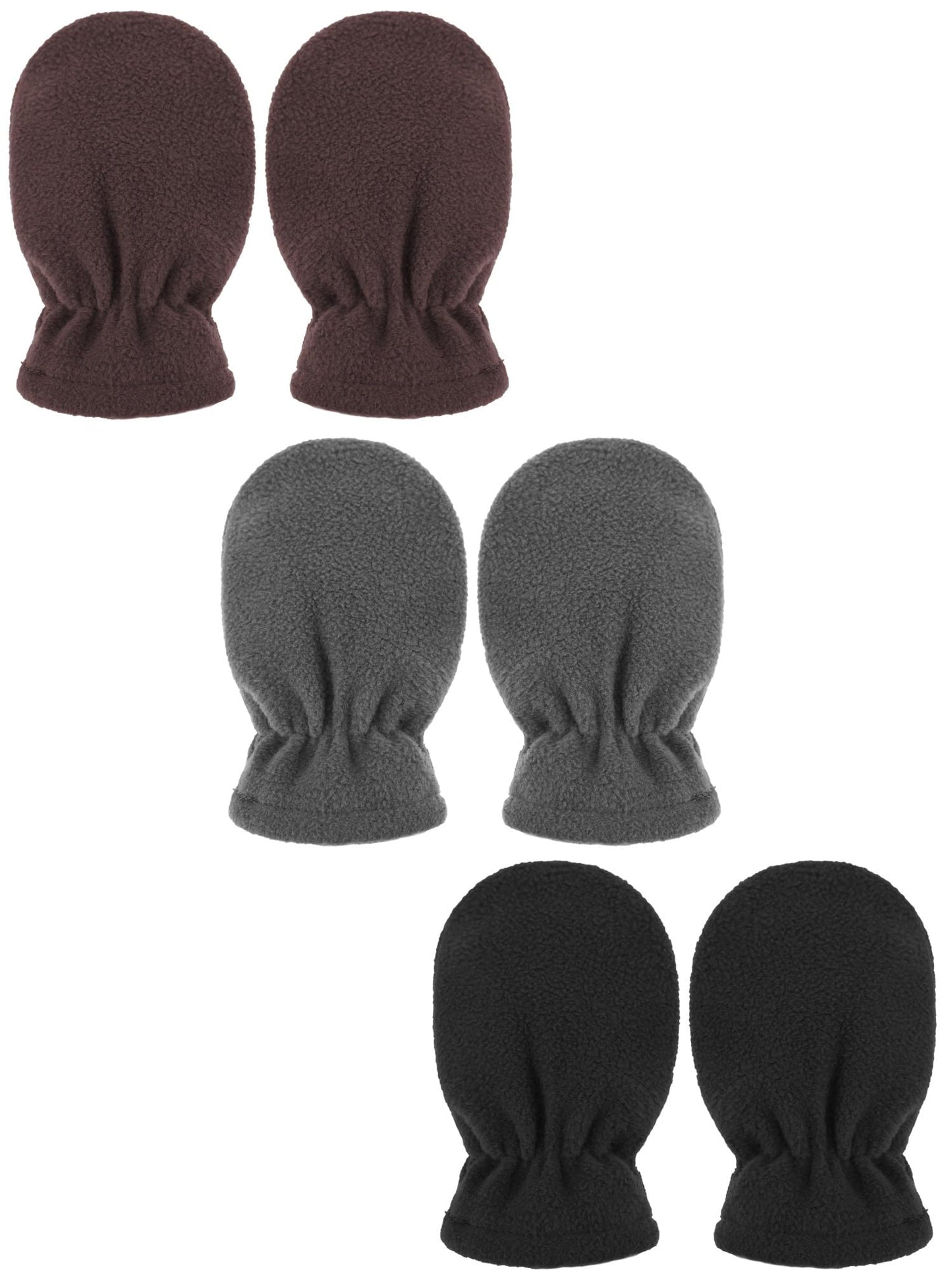 Boyiee 3 Pairs Newborn Baby and Toddler Winter Mittens Gloves Fleece