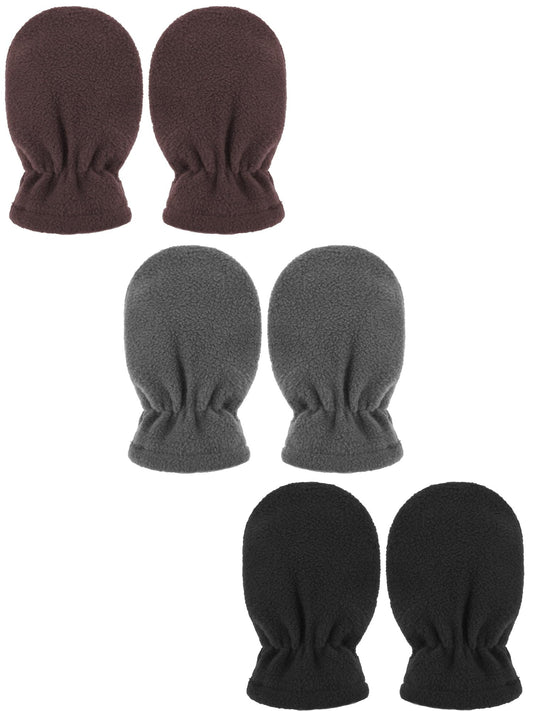 Boyiee 3 Pairs Newborn Baby and Toddler Winter Mittens Gloves Fleece