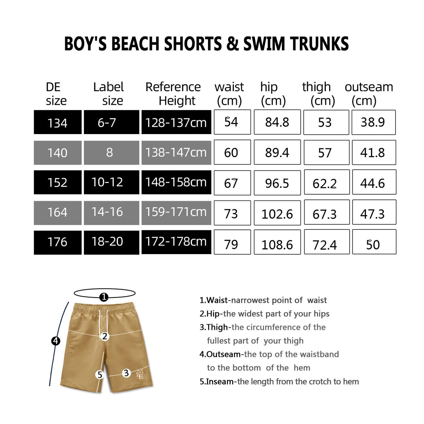 MEILONGER Badehose Jungen Badeshorts Schnelltrocknend Boardshorts mit Netzfutter Taschen und Verstellbarem Tunnelzug