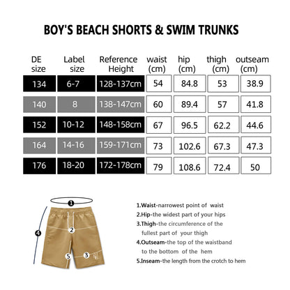 MEILONGER Badehose Jungen Badeshorts Schnelltrocknend Boardshorts mit Netzfutter Taschen und Verstellbarem Tunnelzug