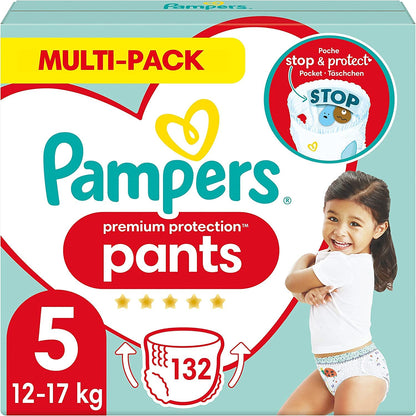 Pampers Premium Protection Pants Größe 4, 168 Windeln, 9kg-15kg, Mit 360° Passform und 2x breiteren Bündchen als vorher für unseren besten Komfort & Schutz