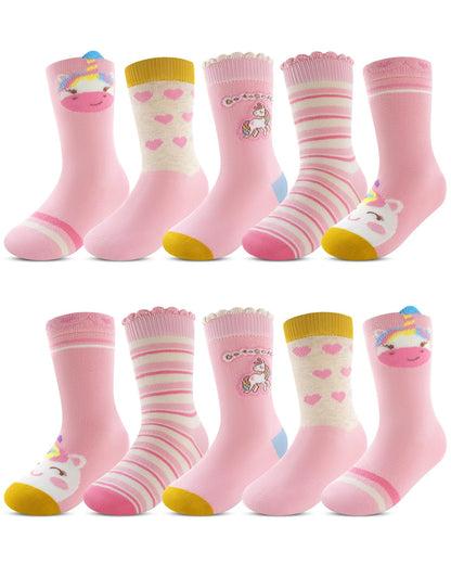 Kyopp 10 Paar Socken Kinder Mädchen und Jungen Funny Socken Lustig Animals Cotton Socken Crew Socks Winter/Sommer