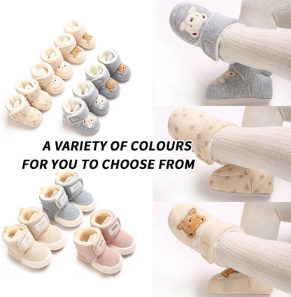 Baby Winter Shoes Warm Baby Shoes Winter Non-Slip Adjustable Newborn Snow Shoes First Walking Shoes Lined Thermal Fleece Crawling Shoes Slippers Winter Boots 0-18 Months 