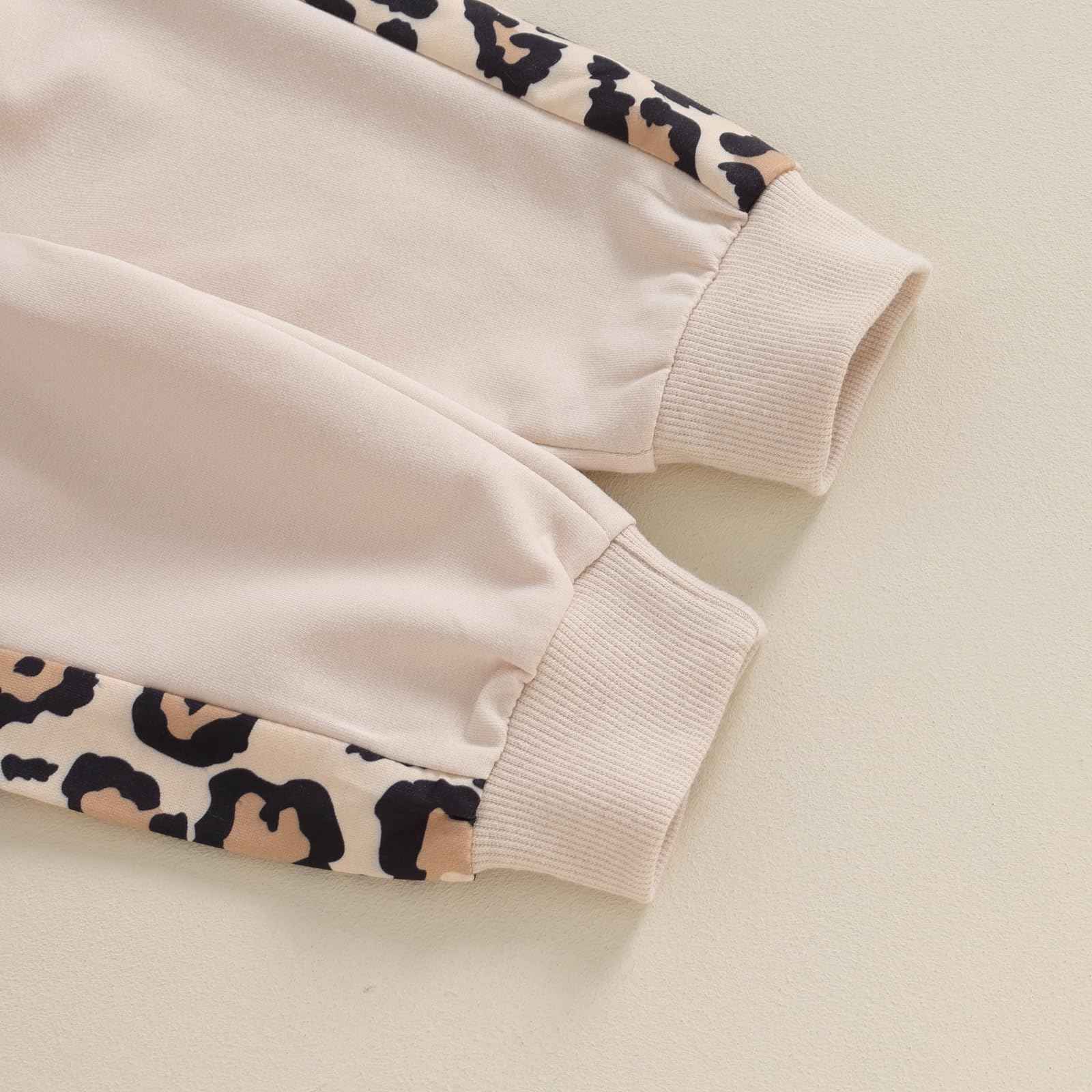 Geagodelia Baby Girl Clothing Outfit Set Long Sleeve Sweatshirt + Leopard Trousers Newborn Soft Baby Set Mama's Mini 2-Piece