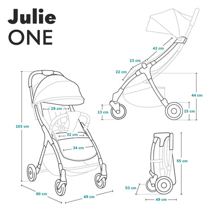 LIONELO Julie One Buggy Pushchair up to 22 kg, Adjustable Backrest and Footrest, Mosquito Net, Leg Warmer, Drink Holder and Transport Bag, Foldable