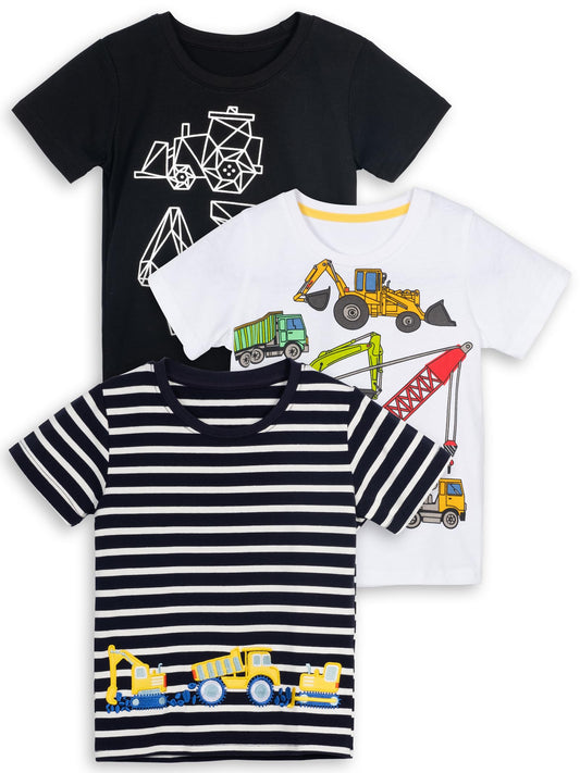 YOUNGSOUL Jungen T-Shirt Dinosaurier Kinder Kurzarm Tee Shirt Sommer Tops 3er-Pack