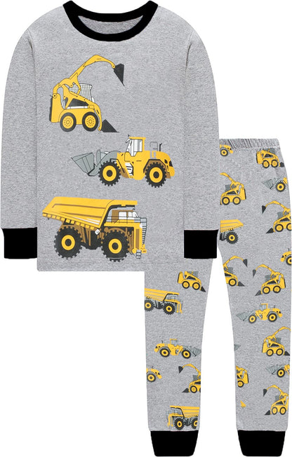 Kinder Jungen Pyjamas Langarm Baumwolle Winter Pyjama Set Feuerwehrauto Dinosaurier Bagger Traktor Zug Zweiteilige Nachtwäsche 1-7 Jahre 92 98 104 110 116 122