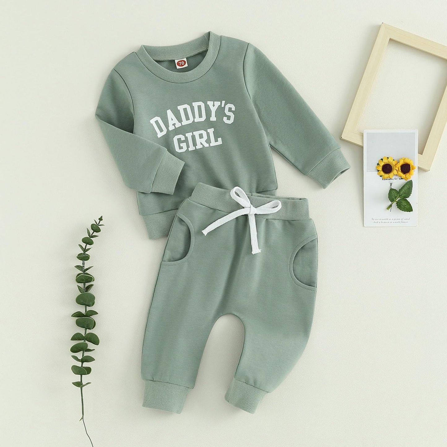Baby Unisex Weihnachten 2-teilige Hosen Set Jungen Mädchen Weihnachten Outfit Langarm Lebkuchen Papas Mädchen Briefdruck Sweatshirt + Jogginghose Weihnachten Outfit Set Weihnachten Streetwear