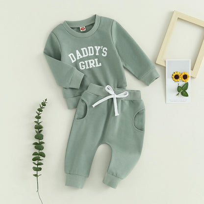 Baby Unisex Weihnachten 2-teilige Hosen Set Jungen Mädchen Weihnachten Outfit Langarm Lebkuchen Papas Mädchen Briefdruck Sweatshirt + Jogginghose Weihnachten Outfit Set Weihnachten Streetwear