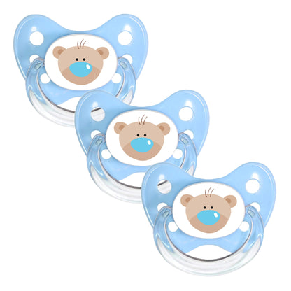 dentistar Silikon Schnuller 3er-Set - Größe 2, 6-14 Monate - Zahn- & kieferfreundlicher Nuckel mit Dental-Stufe – BPA-frei – Made in Germany - Regenbogen, Lila