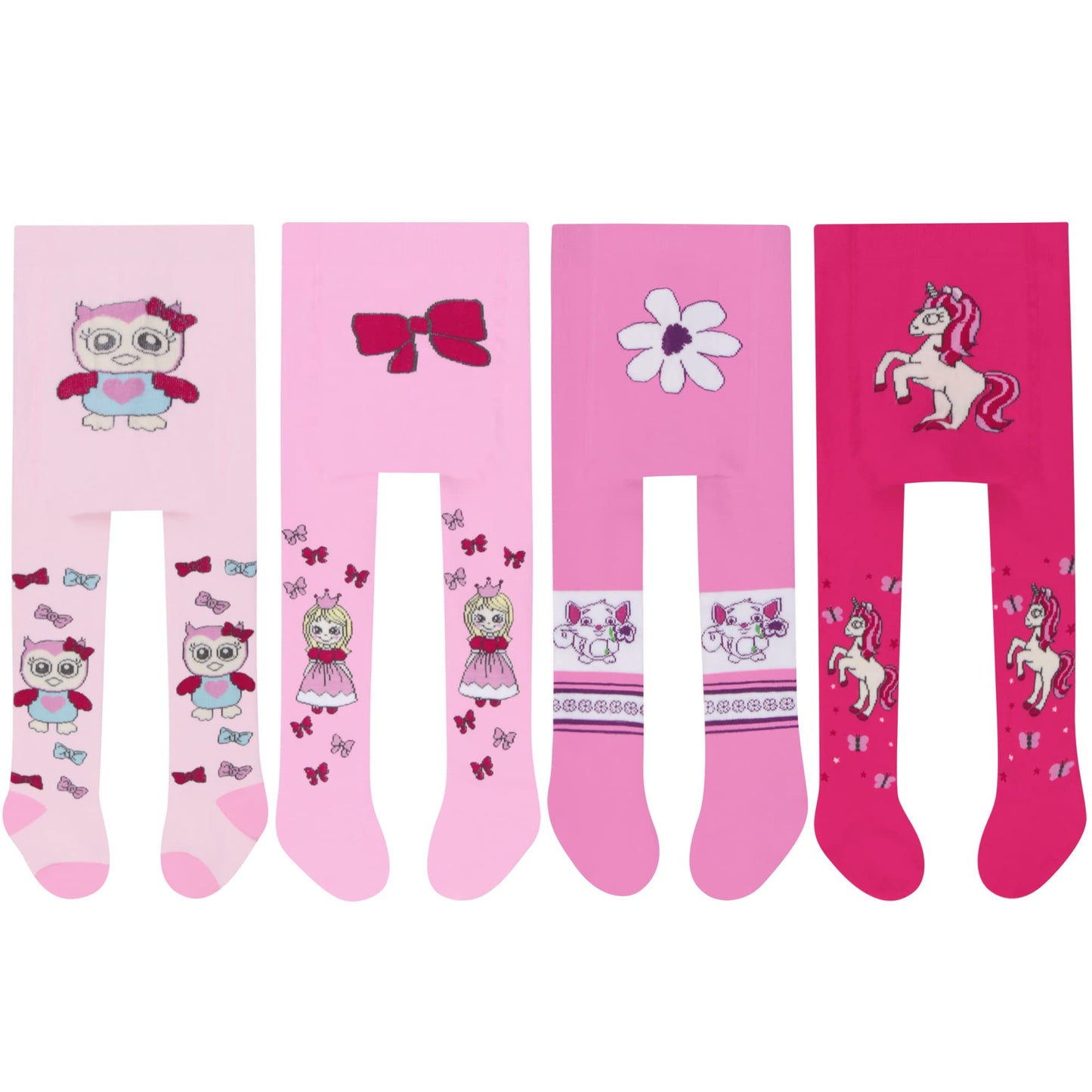 L&K-II 2756 Thermal Tights Baby Girl Various Designs Cotton Pack of 4