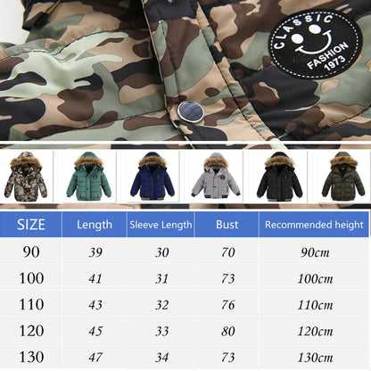 linboo Boys' Winter Jacket, Outdoor Coat, Parka with Fur Hood, Quilted Jacket, Cotton, Children's Jacket, Warm Winter Coat, Lined Winter Hooded Jacket