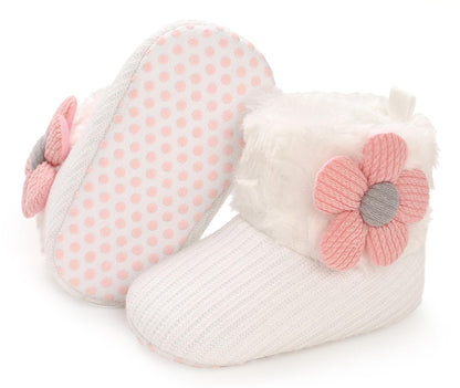 Newborn Warm Winter Booties, Organic Cotton Lining and Non-Slip Stripes, Booties, Sock Shoes for Winter with Soft Sole, Crawling Shoes, Size 0 - 18 Months, Baby Boys and Girls, Prewalker and Toddler Shoes