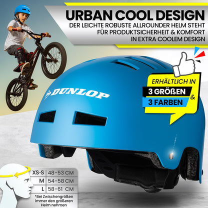 DUNLOP SPORTS Fahrradhelm Kinder Jugendliche Erwachsene - Test Sehr Gut - Leichter robuster Urban Allrounder Helm, 14 Fach belüftet, Schnellverschluss, Auto Kopfanpassung