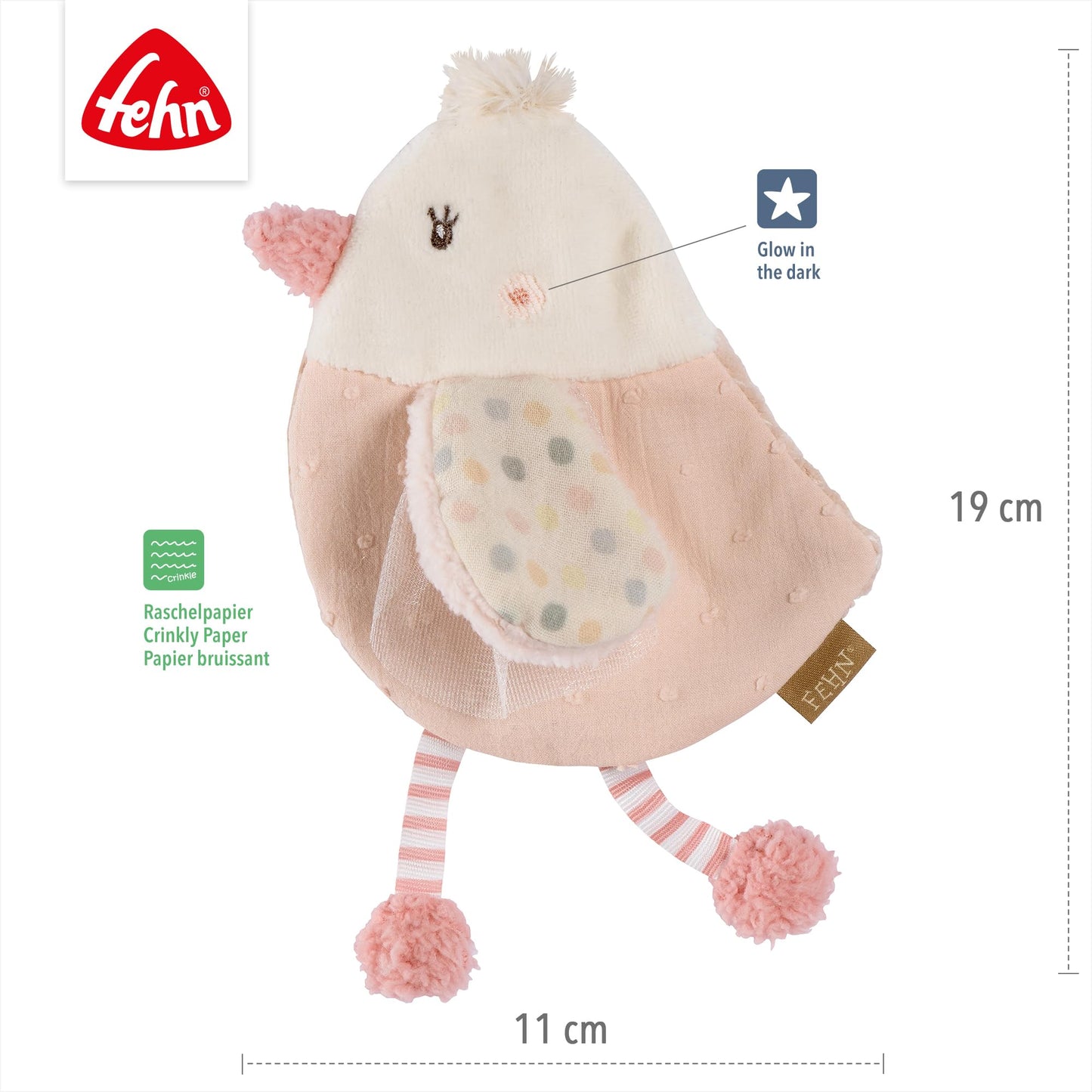 Fehn Knister Seestern – Activity Baby Raschel Spielzeug zum Greifen und Spielen - Activity-Rascheltier Babyspielzeug - Motorikspielzeug & Knisterspielzeug für Babys und Kleinkinder ab 0+ Monaten