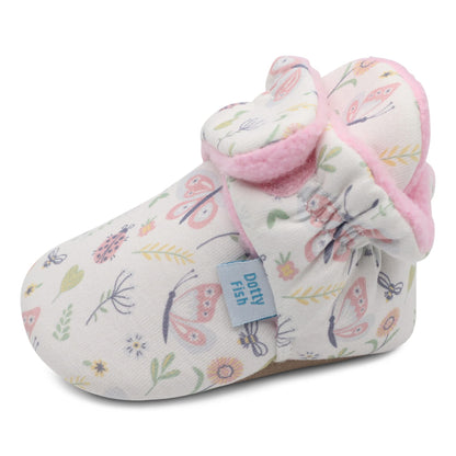 Dotty Fish Baby Winter Boots - Warm Non-Slip Cotton Crawling Shoes with Suede Sole - 0-24 Months