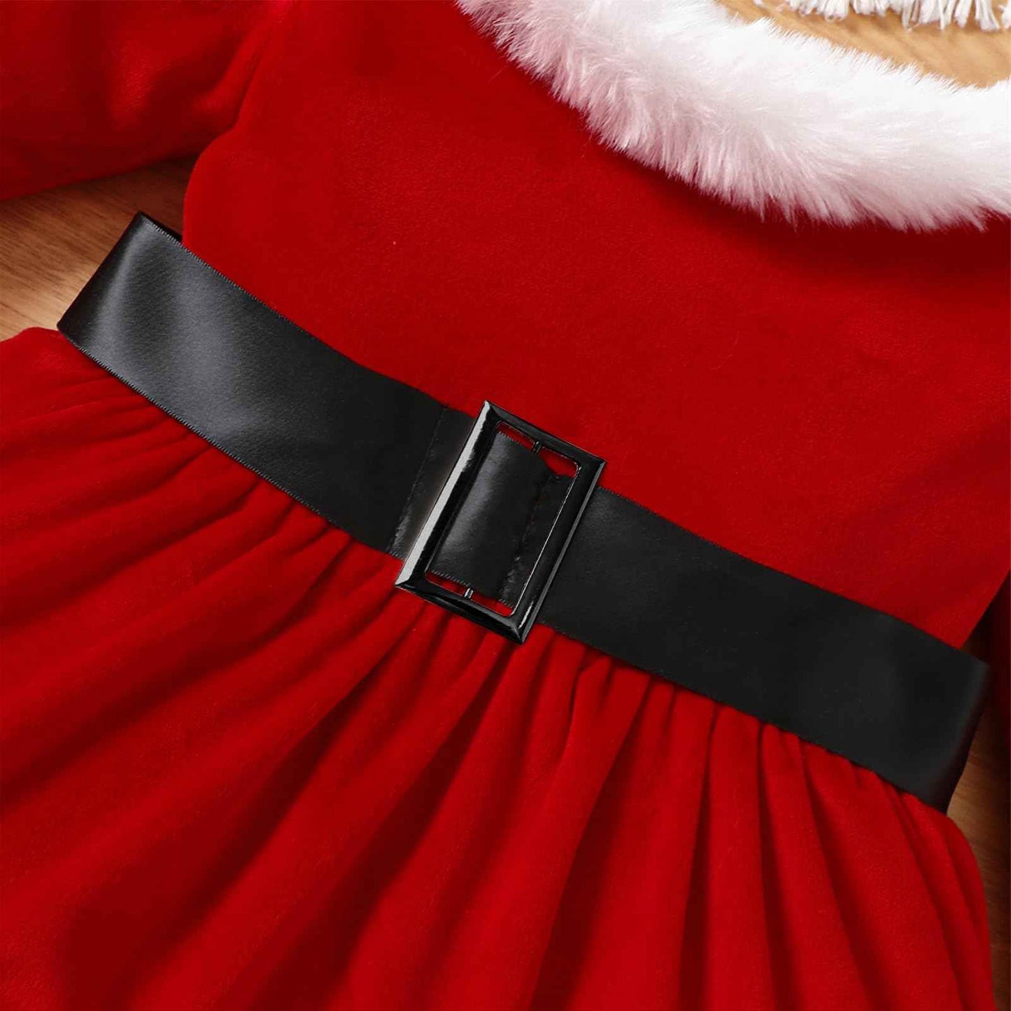 Odizli Christmas Dress Girls Children Baby Autumn Winter Long Sleeve Santa Velvet Dress + Headband Christmas Outfit