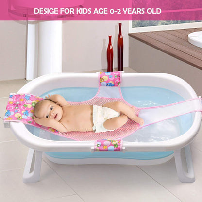 Badewannensitz Baby, Neugeborene Dusche Mesh auf kleinkind Babybadewanne, Sicherheitsbadesitz Antirutsch Kreuzförmig Badewanne Unterstützung Badezubehör für Neugeborenen Kleinkind (Rosa)