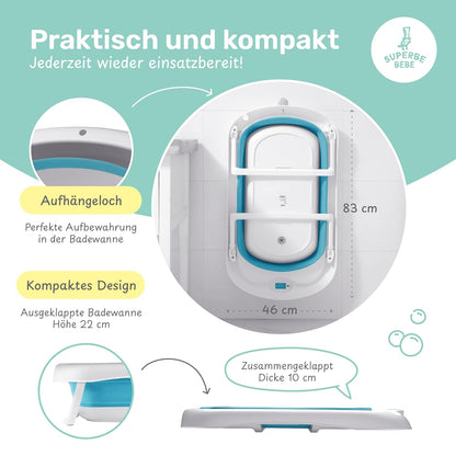 Faltbar Baby Badewanne Mit Rutschfestem Badewannensitz - Babywanne Xxl Mit Badethermometer - Von Der Geburt Bis 3 Jahre - Baby Bathtub - Babygeschenk - Geburtsgeschenke Für Mädchen & Jungen