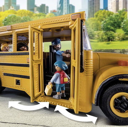 PLAYMOBIL City Life 71094 US School Bus Toy Bus with Flashing Light, Toy for Children from 4 Years