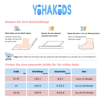 YIHAKIDS Krabbelschuhe Baby Lauflernschuhe Jungen Mädchen Weicher Leder Babyhausschuhe Kleinkind rutschfeste Lederschuhe mit Gummisohle für Baby 6-12 Monate 12-18 Monate 18-24 Monate