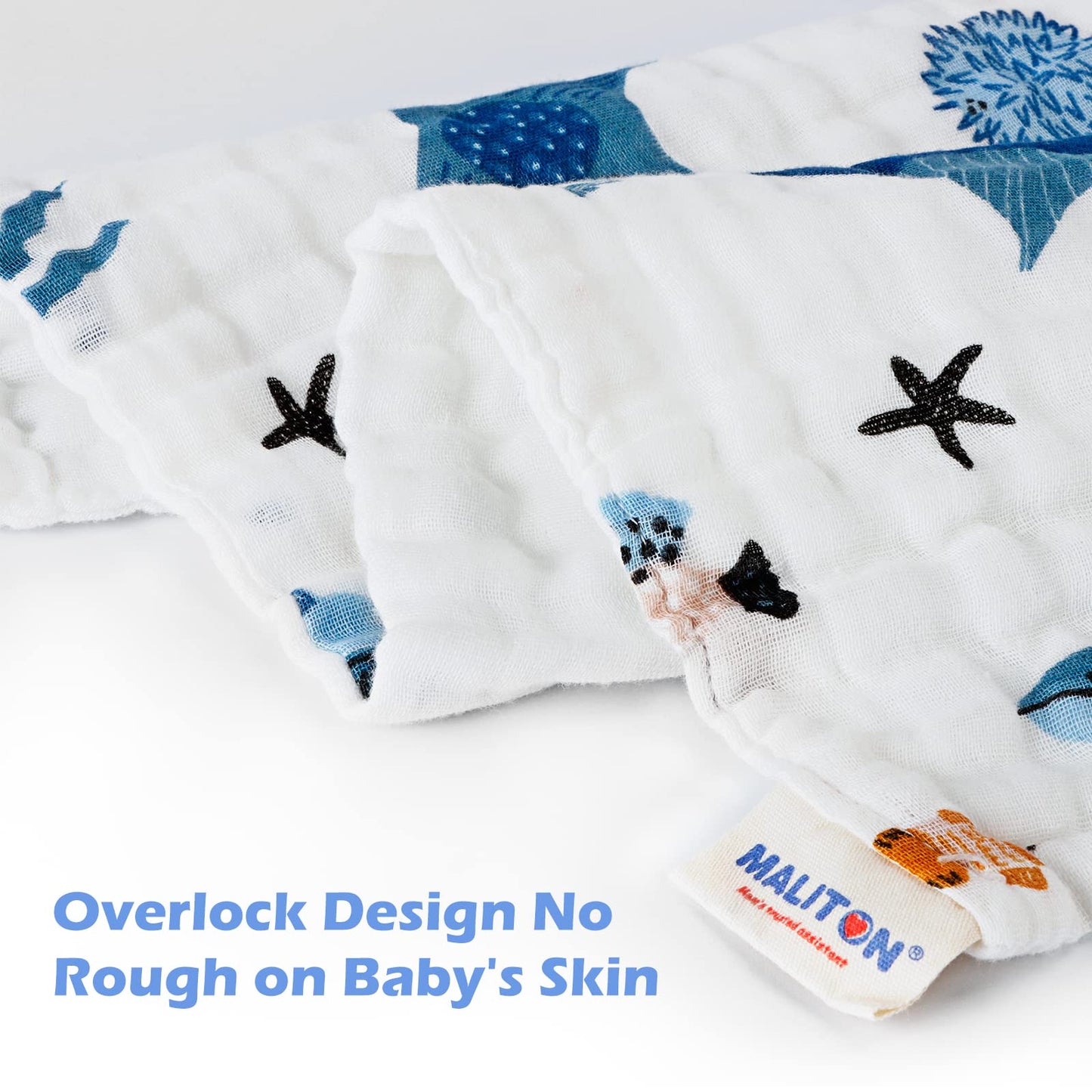 Maliton 6 Stück Baby Spucktücher für Jungen/Mädchen,aus 100% Baumwollem,weich, langlebig, luftdurchlässig und extrem saugstark (Zoo-Muster),50x25cm