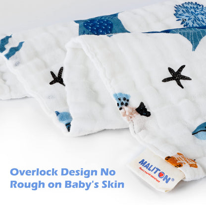 Maliton 6 Stück Baby Spucktücher für Jungen/Mädchen,aus 100% Baumwollem,weich, langlebig, luftdurchlässig und extrem saugstark (Zoo-Muster),50x25cm