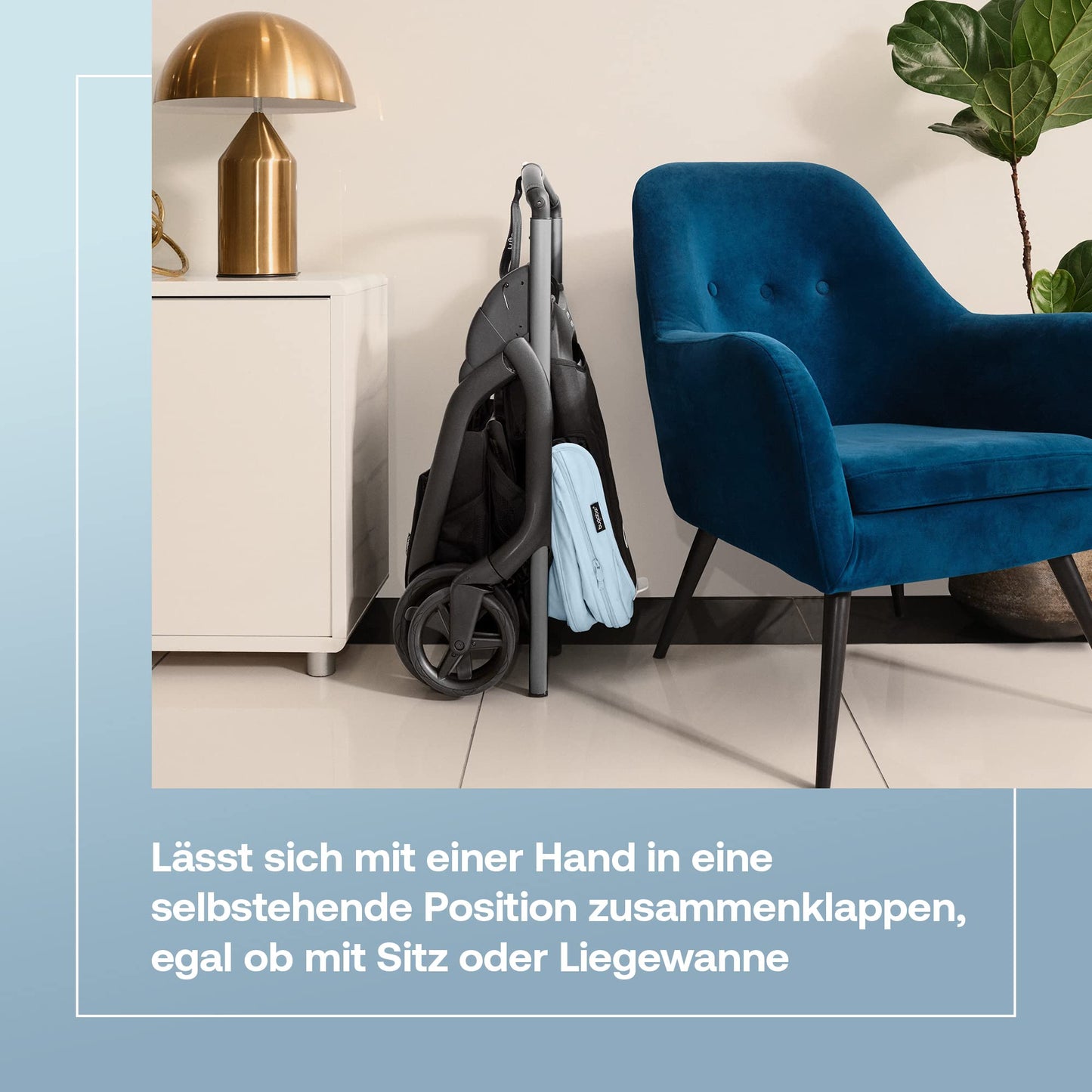 Bugaboo Dragonfly Liegewanne mit Lüftungsfenstern, einhändig faltbar in jeder Position, kompatibel mit dem Bugaboo Dragonfly City-Kinderwagen, Midnight Black