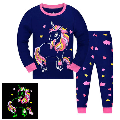 Girls' Unicorn Children's Pyjamas Cotton Long Sleeve Winter Pyjamas Two Piece Size 3-13 Years