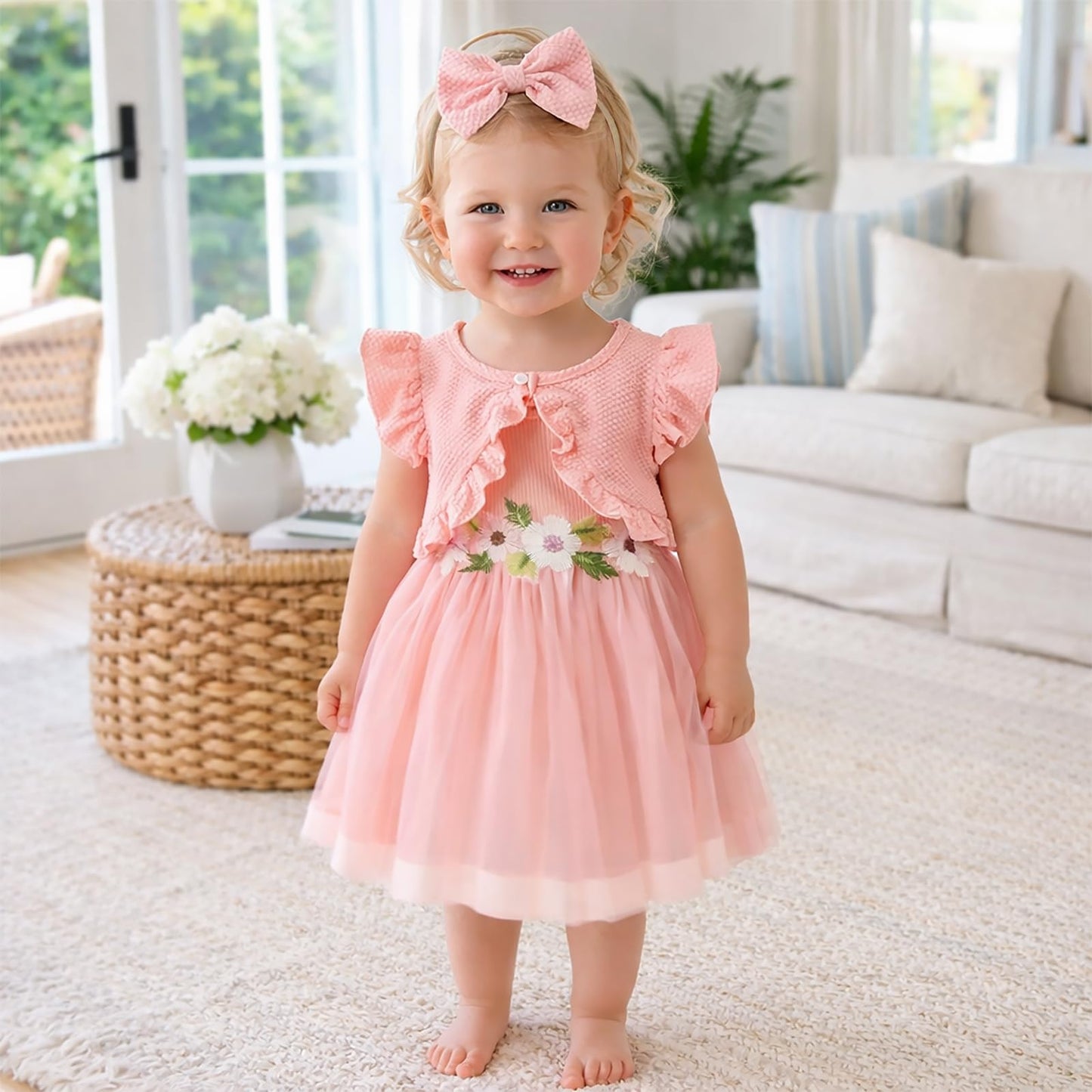 Toddler Baby Girl Dress and Cardigan Set Long Sleeve Cotton Princess Tutu Dresses with Outfits Coat