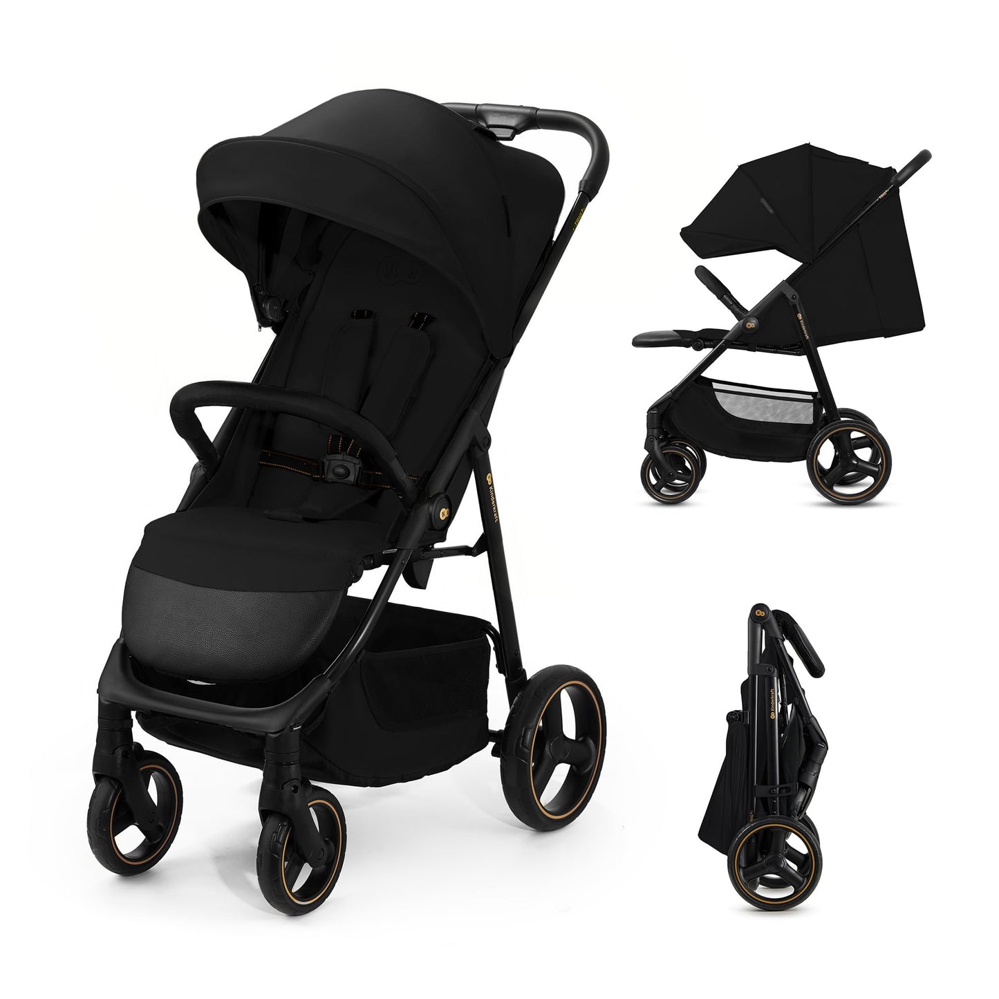 Kinderkraft TRIG 3 Kinderwagen, Kinderbuggy, Liegewagen, Sportwagen, Buggy, Zusammenklappen, Breite und tiefe Sitz, mit Liegeposition, 4 Rad Dämpfung, Große Dach, 5-Punkt-Gurt, bis zu 25 kg, Beige - Meloni2
