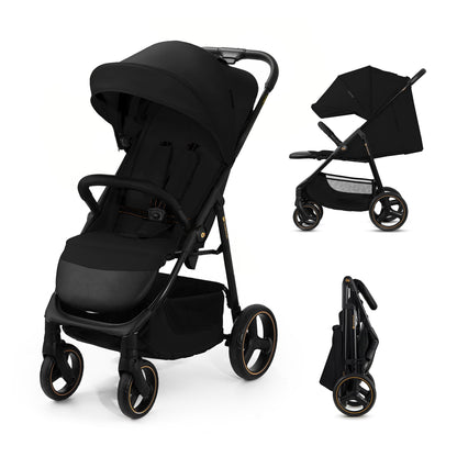 Kinderkraft TRIG 3 Kinderwagen, Kinderbuggy, Liegewagen, Sportwagen, Buggy, Zusammenklappen, Breite und tiefe Sitz, mit Liegeposition, 4 Rad Dämpfung, Große Dach, 5-Punkt-Gurt, bis zu 25 kg, Beige - Meloni2