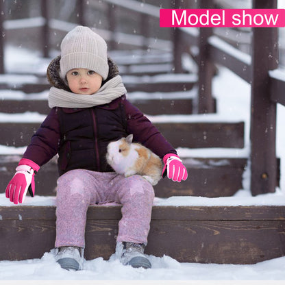 ThxToms Children's Ski Gloves, Winter Snow Ski Gloves, -15°C, Windproof, Waterproof, Warm, PU Thickened Cold Weather, Outdoor Sports, Snowboarding, Skiing, Bike, for Boys and Girls aged 3-13 Years Old