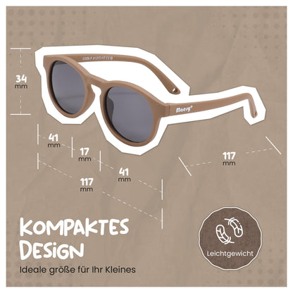 Maesy Kinder Sonnenbrille für Kleinkind und Baby - 1-3 Jahre - UV400 Polarisierter Schutz - Flexibler und Biegsamer Rahmen - Verstellbares Gummiband - Sichere und Bequeme Kindersonnenbrille - Bowi