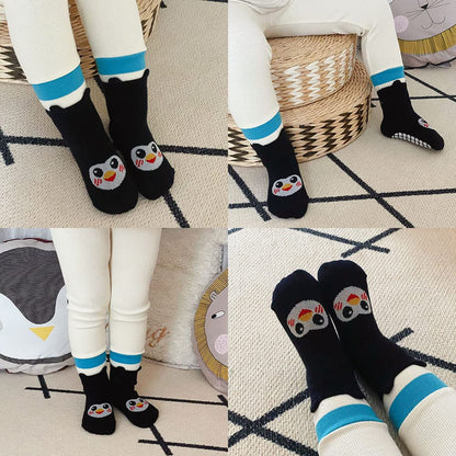 Pack of 5 Baby Toddler ABS Non-Slip Socks, Trainer Socks, Animal Motifs, Cotton