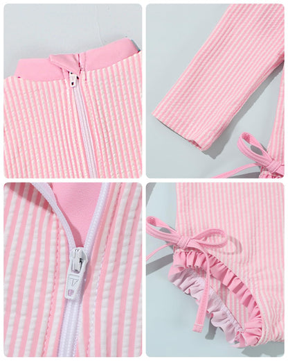Baby Badeanzug Mädchen mit Sonnenhut Langarm UV Schutz Badebekleidung Für Baby-Mädchen Bademode Schwimmanzug