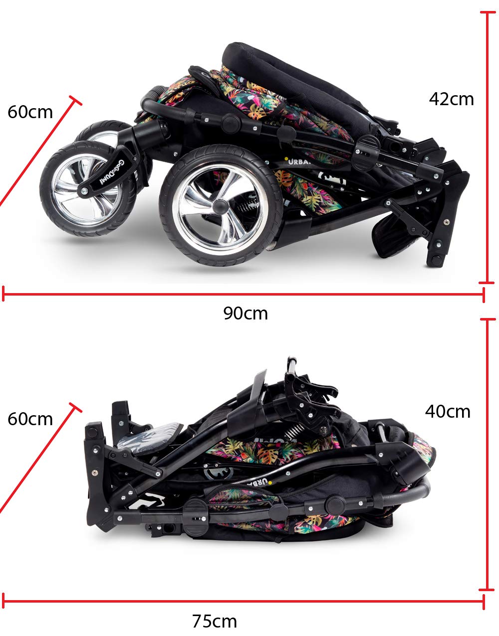 GaGaDumi Urbano Kinderwagen 3 in 1 Komplettset mit Autositz - Baby Stroller 3 in 1 TÜV - Kombikinderwagen 3 in 1 Komplettset Voll-Gummireifen - Blau Schwarz