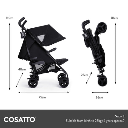 Cosatto Supa 3 Pushchair – Lightweight Stroller from Birth to 25kg - Compact Fold, Shopping Basket, Footmuff (Dragon Kingdom) | Mit UPF100+ Verdeck, Regenschutz und Sommerauflage für komfortable Fahrten bei jedem Wetter.