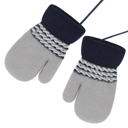 Kids Winter Gloves Mittens Baby Cartoon Mitten Neck Gloves Thick Double Knitted Glove with Plush,0 - 3 years old, Playing, Running, Skiing