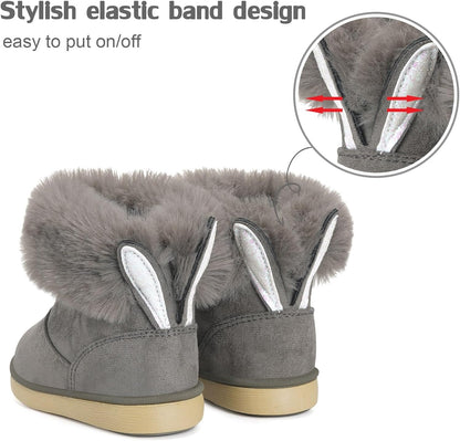 KVbabby Winter Boots Girls Warm Children's Winter Shoes Plush Lined Baby Ankle Boots Snow Boots Non-Slip Boots Toddler Shoes Slip On Boots