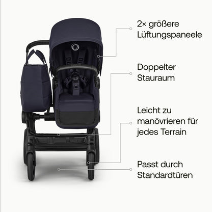 Bugaboo Donkey 6 Single, 2-in-1-Kinderwagen, für Neugeborene & Kleinkinder | umbaubar zum Doppel- und Zwillingskinderwagen, doppelter Stauraum und komfortable Einhand-Lenkung, Heritage Black Meloni2