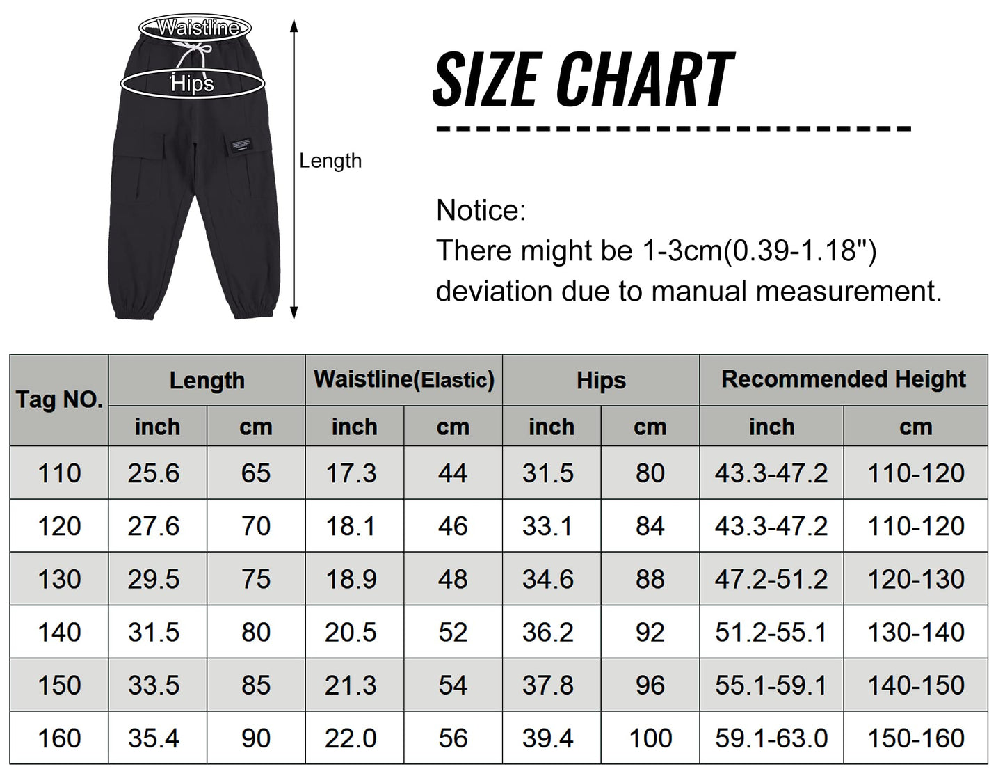 SEAUR Cargo Hose Mädchen Freizeithose Hip Hop Hose mit Gummibung Sporthose Jogginghose mit Taschen Kordelzug Trainingshose Sport Freizeit Streetwear - 100-160cm